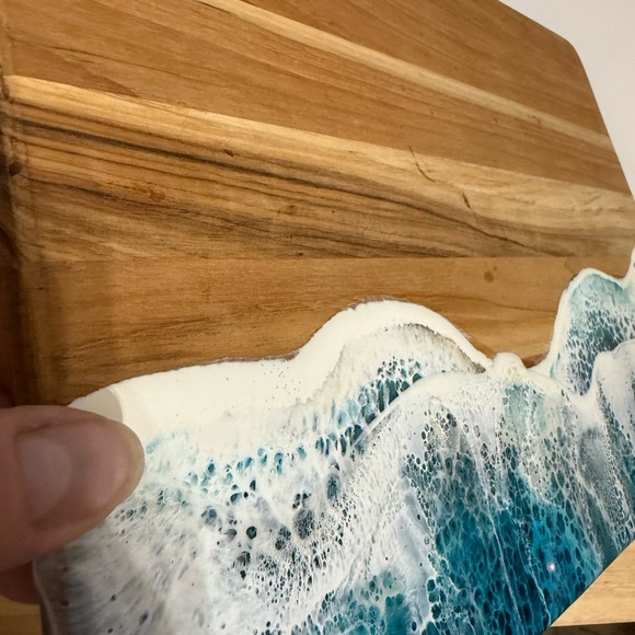 Ocean Waves Resin Wood Cutting Board Charcuterie Board Cheeseboard Beach House - Picture 7 of 12
